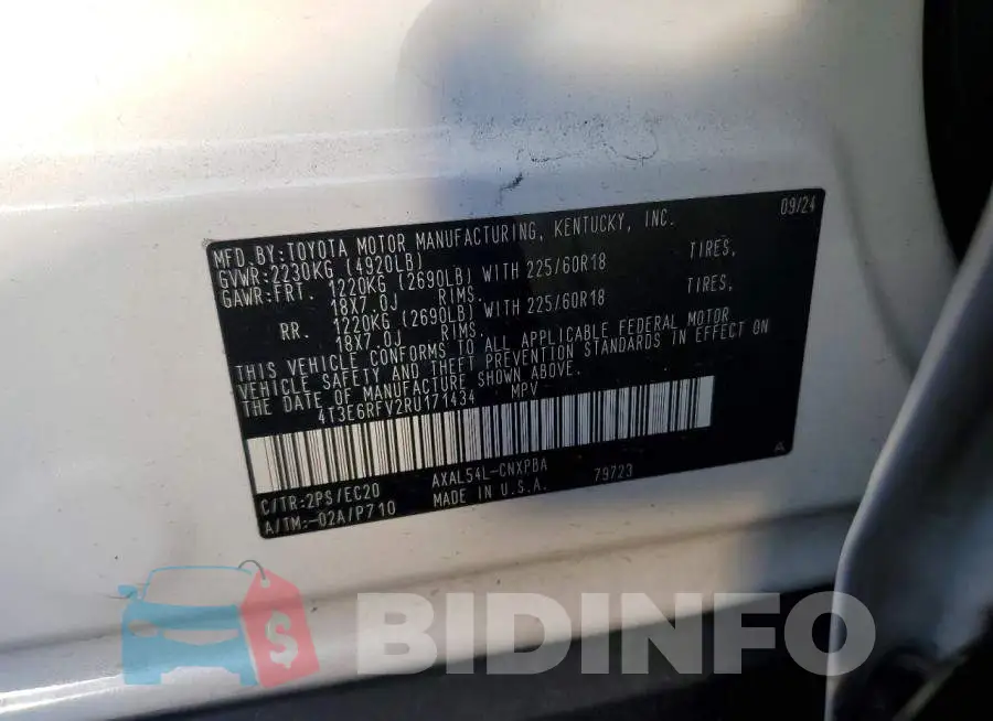 4T3E6RFV2RU171434 Photo# 14