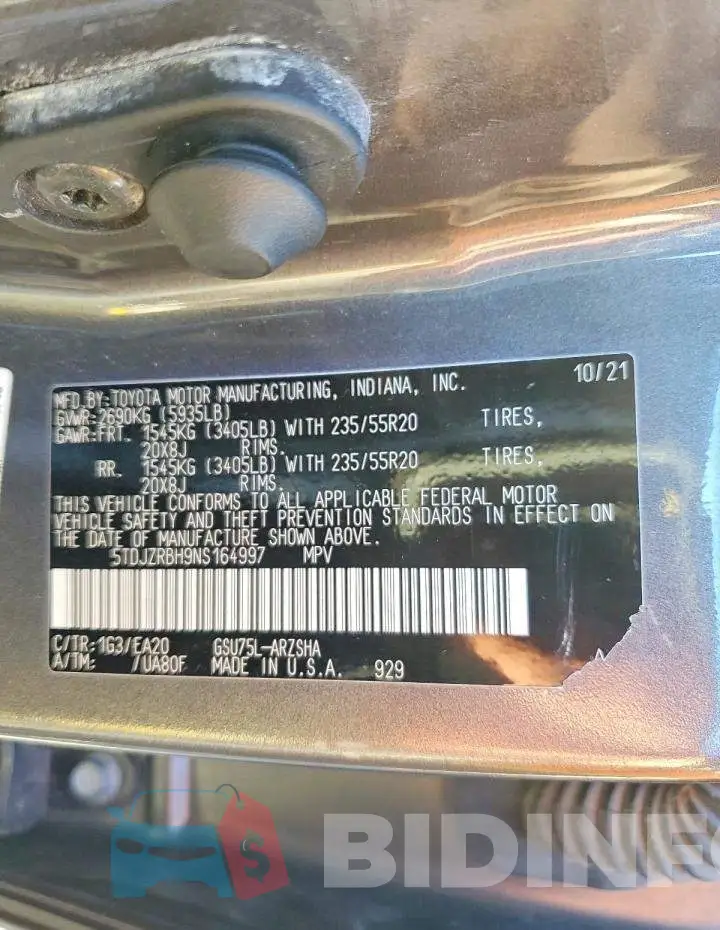 5TDJZRBH9NS164997 Photo# 13
