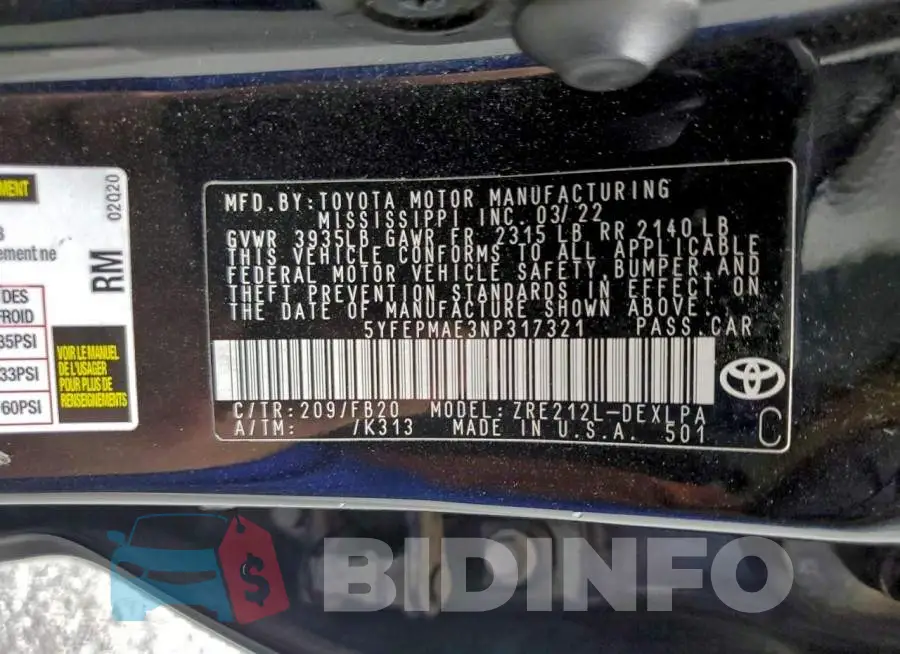 5YFEPMAE3NP317321 Photo# 12
