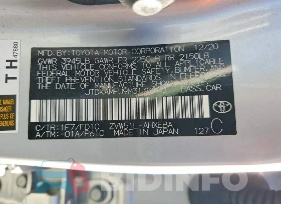 JTDKAMFU9M3139040 Photo# 12