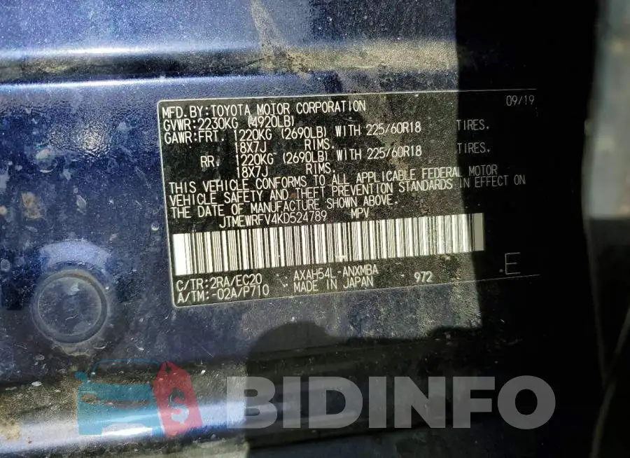 JTMEWRFV4KD524789 Photo# 13