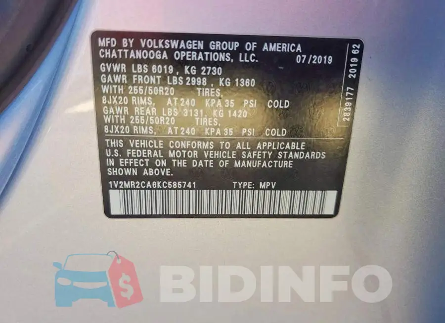 1V2MR2CA6KC585741 Photo# 13