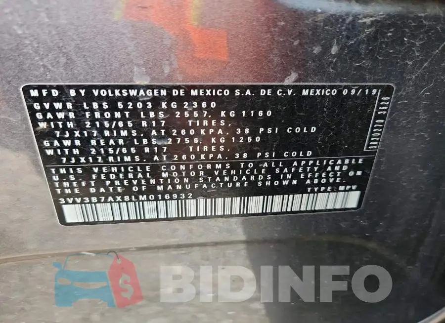 3VV3B7AX8LM016932 Photo# 13