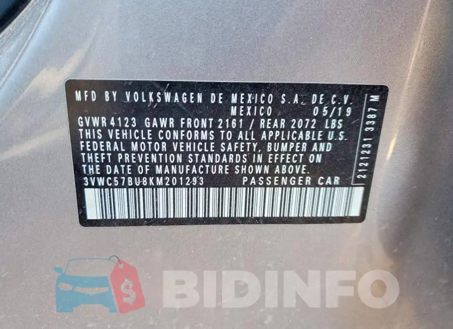 3VWC57BU8KM201293 Photo# 12