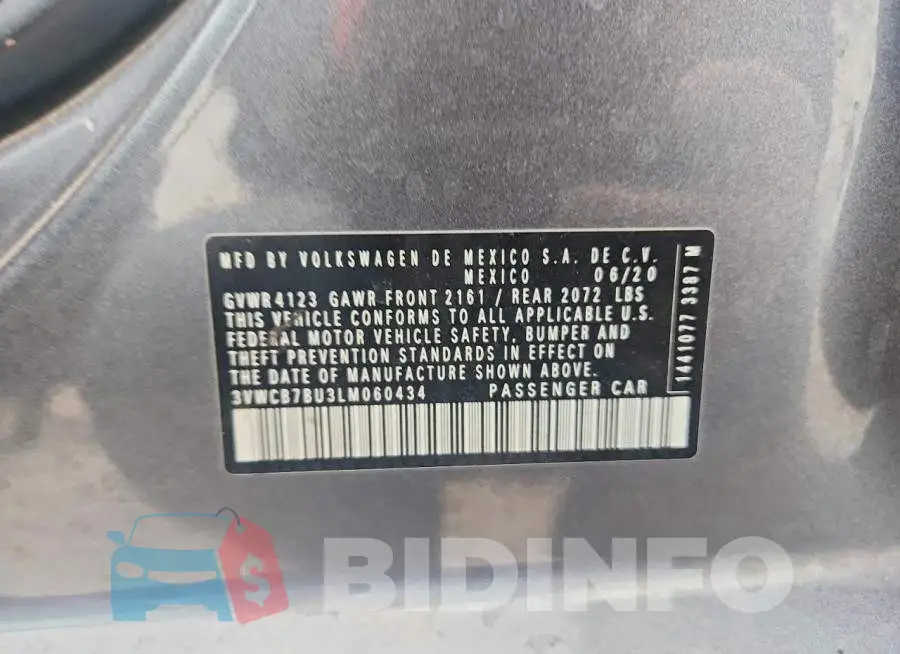 3VWCB7BU3LM060434 Photo# 12