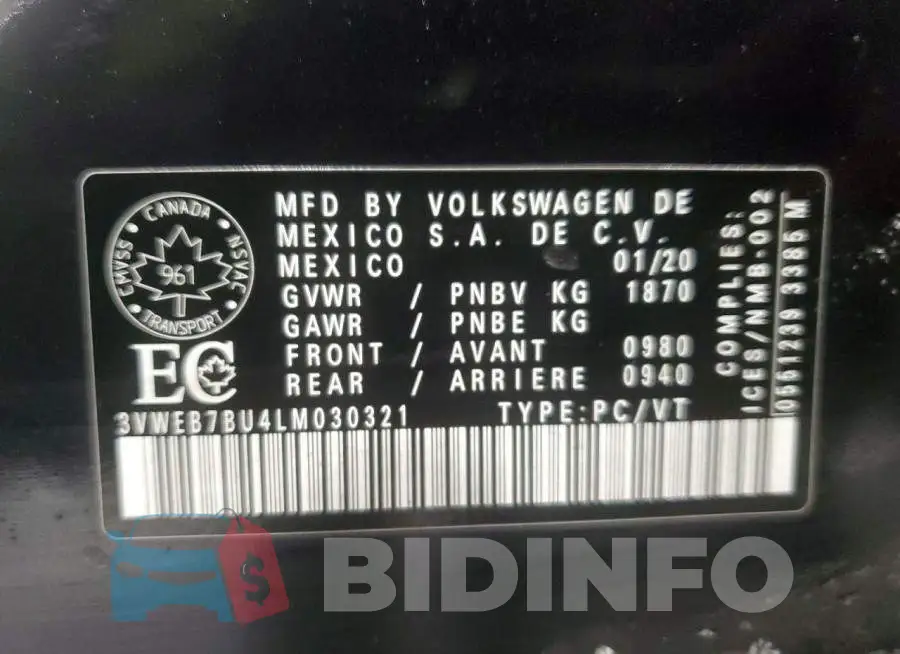 3VWEB7BU4LM030321 Photo# 13