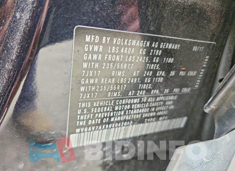 WVGAV7AX9HK042012 Photo# 12