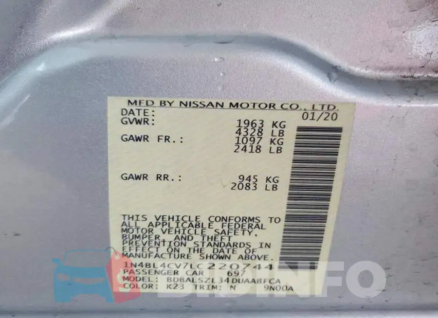 1N4BL4CV7LC220744 Photo# 12
