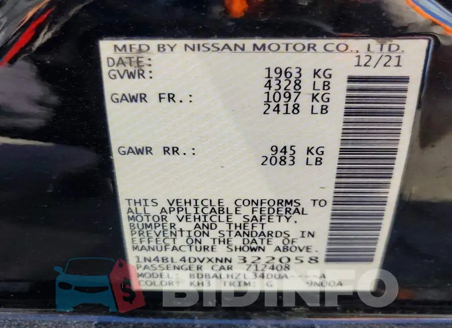 1N4BL4DVXNN322058 Photo# 12