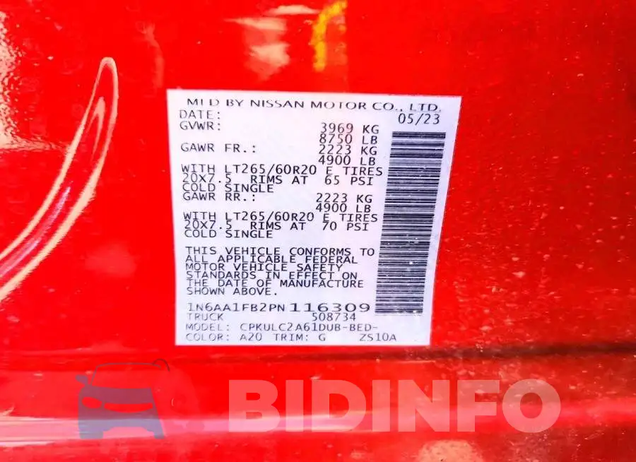 1N6AA1FB2PN116309 Photo# 13