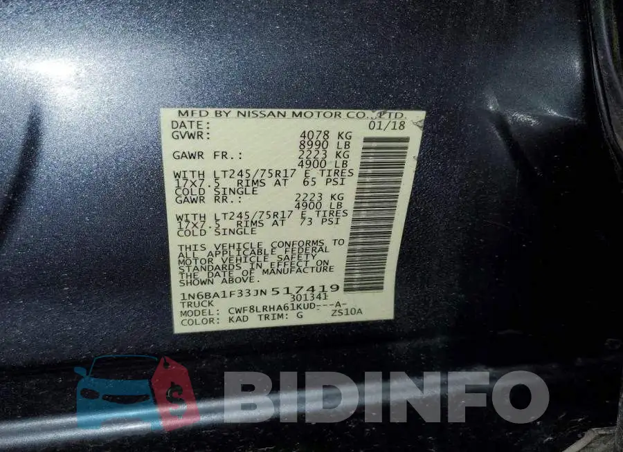 1N6BA1F33JN517419 Photo# 12