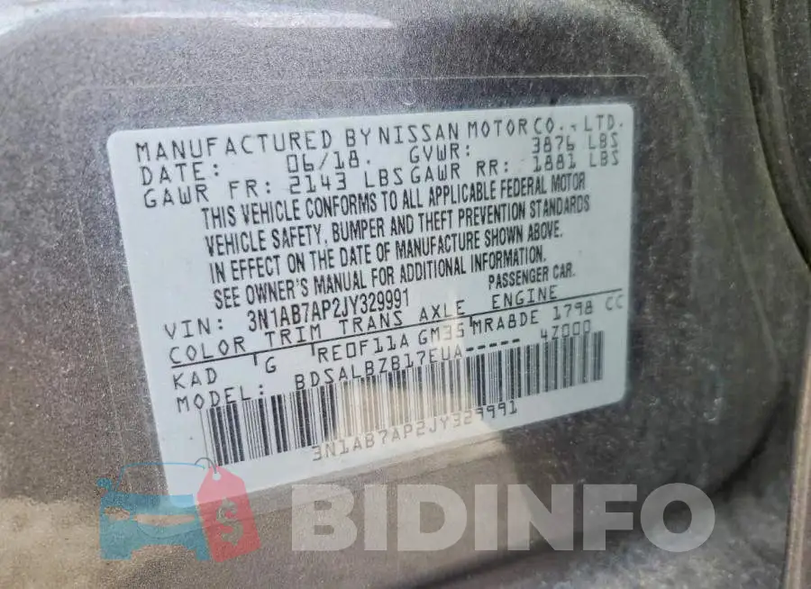 3N1AB7AP2JY329991 Photo# 12