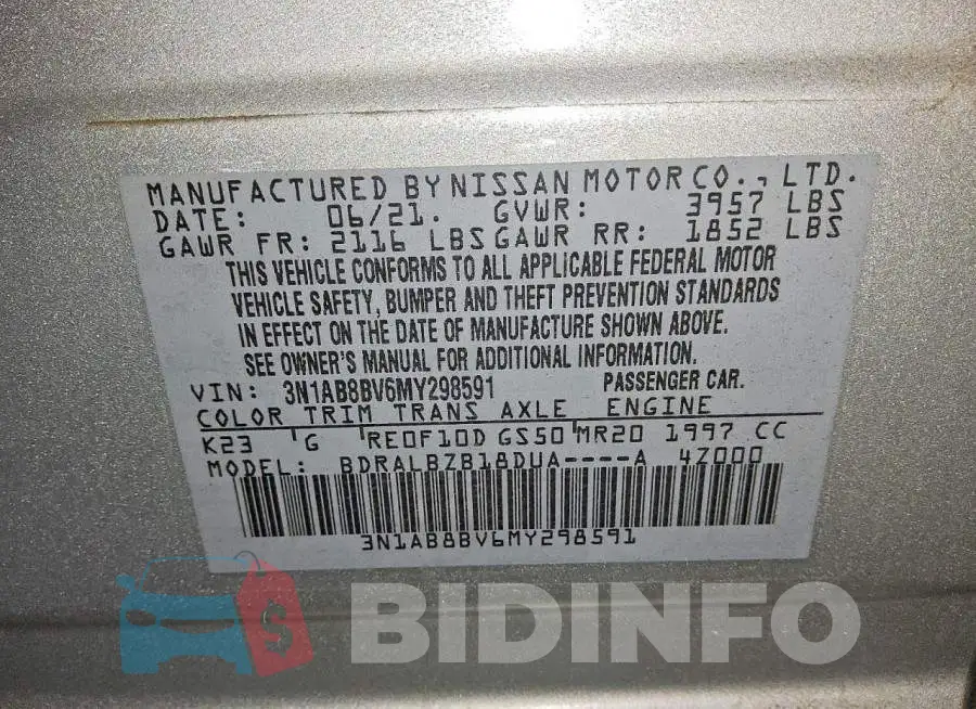 3N1AB8BV6MY298591 Photo# 13