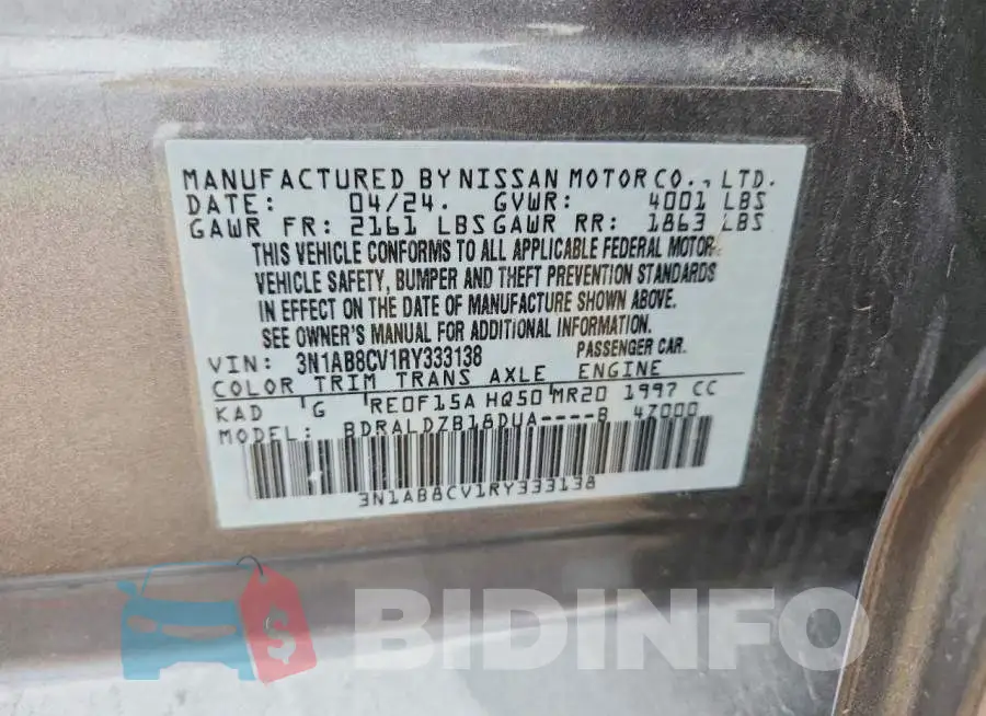 3N1AB8CV1RY333138 Photo# 12