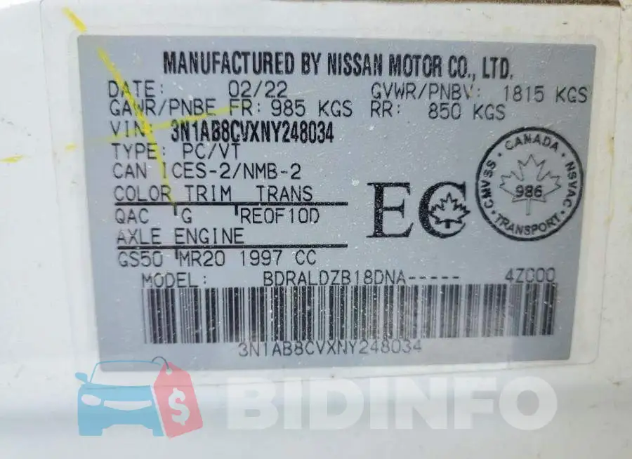 3N1AB8CVXNY248034 Photo# 12