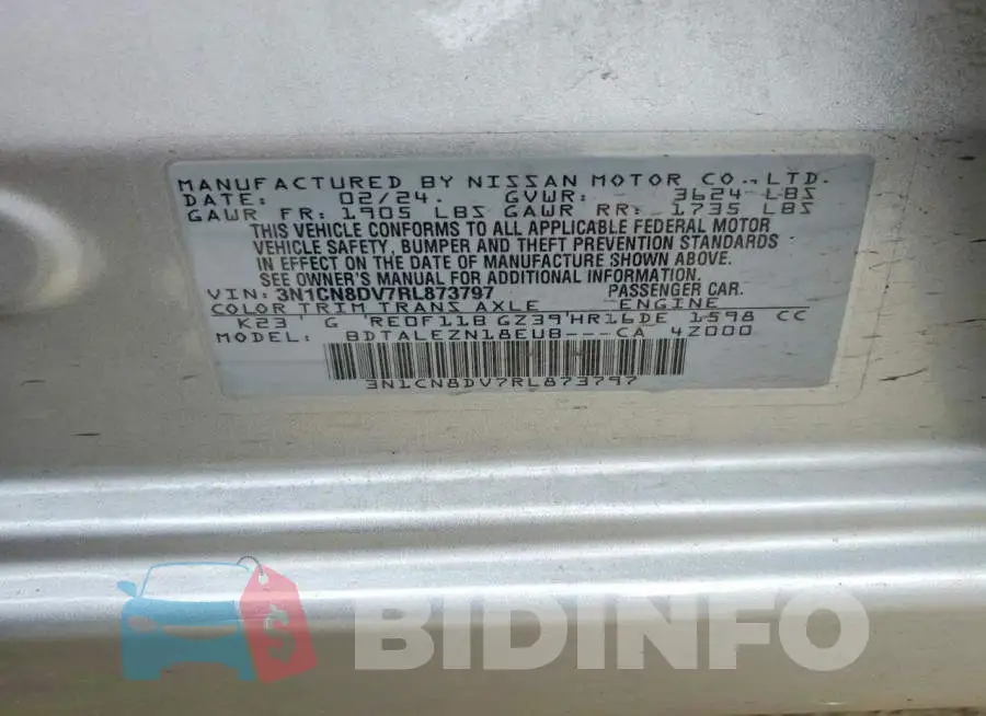 3N1CN8DV7RL873797 Photo# 13
