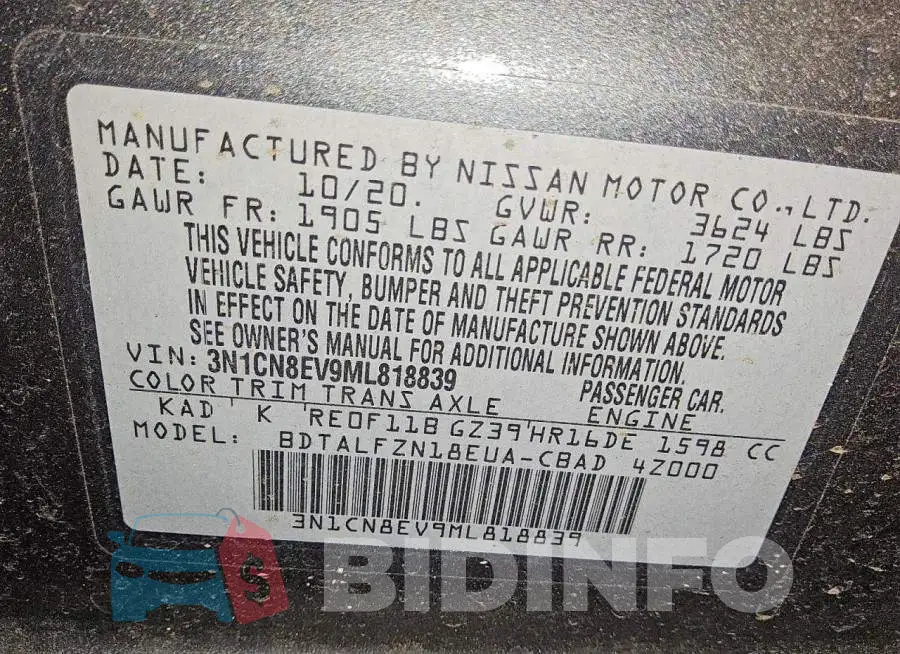 3N1CN8EV9ML818839 Photo# 12