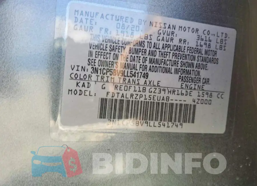 3N1CP5BV9LL541749 Photo# 14