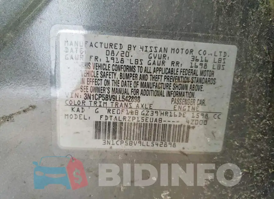 3N1CP5BV9LL542898 Photo# 13