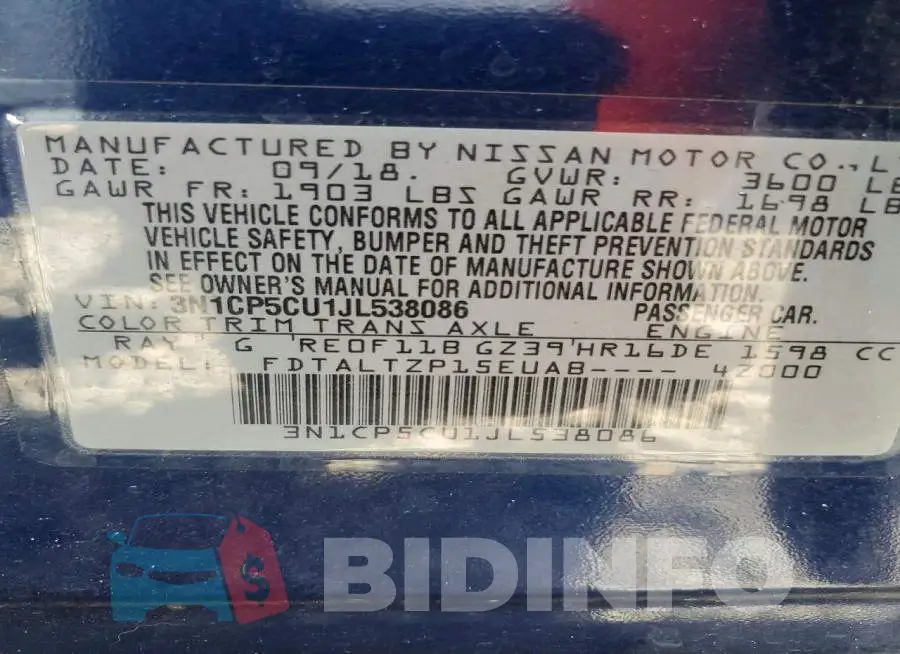 3N1CP5CU1JL538086 Photo# 13