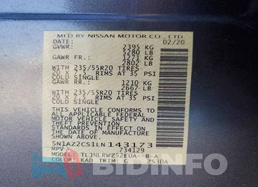5N1AZ2CS1LN143173 Photo# 12