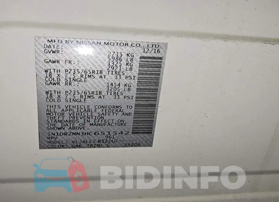 5N1DR2MN3HC651542 Photo# 13