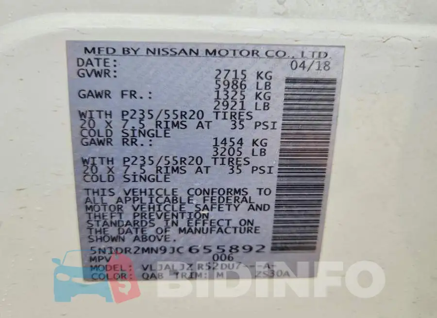 5N1DR2MN9JC655892 Photo# 13
