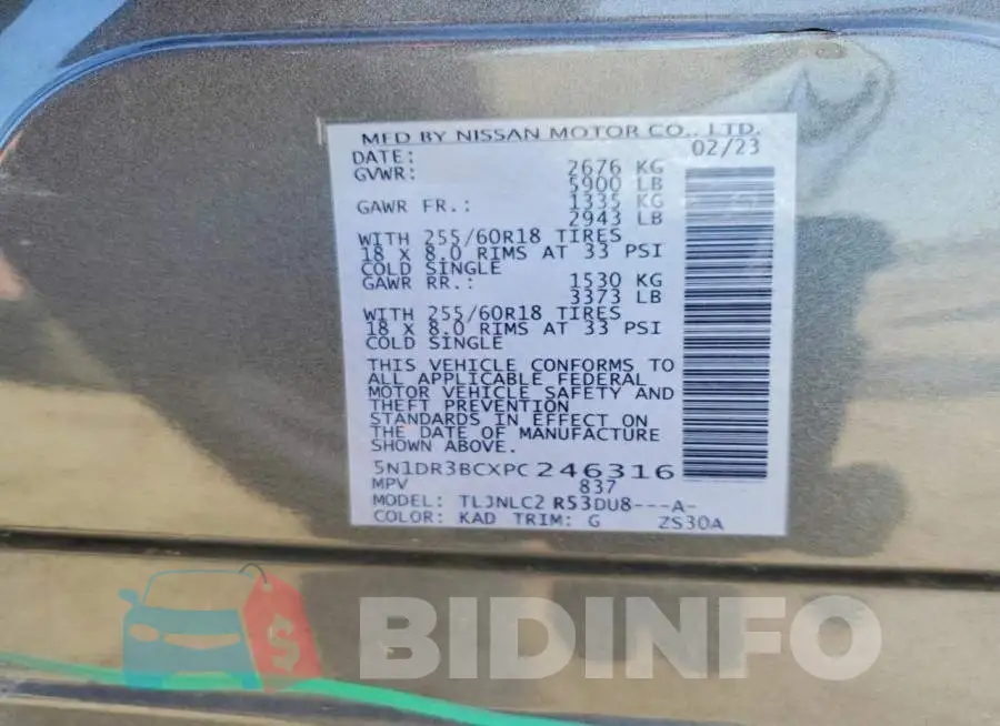 5N1DR3BCXPC246316 Photo# 13
