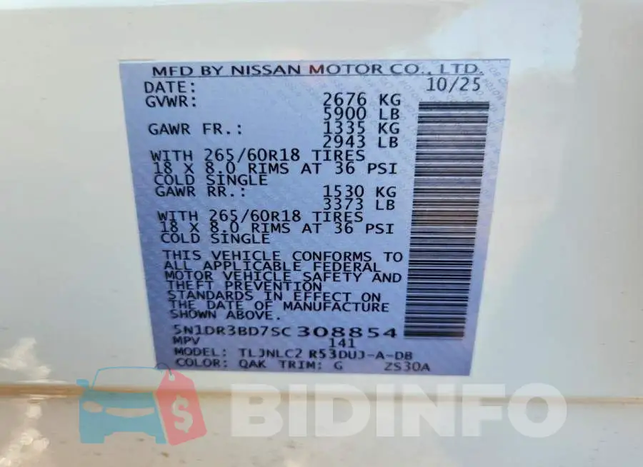 5N1DR3BD7SC308854 Photo# 14