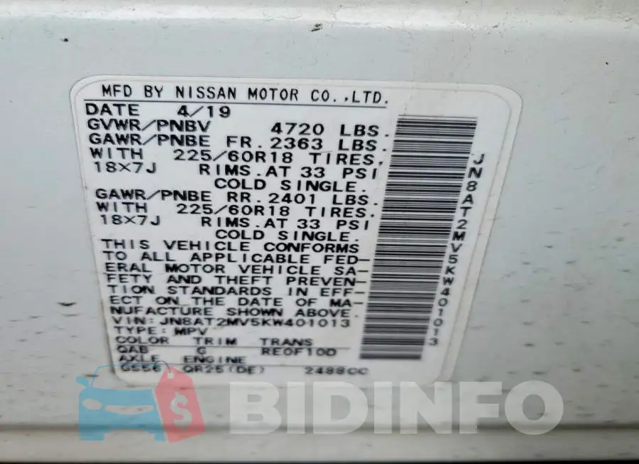 JN8AT2MV5KW401013 Photo# 13