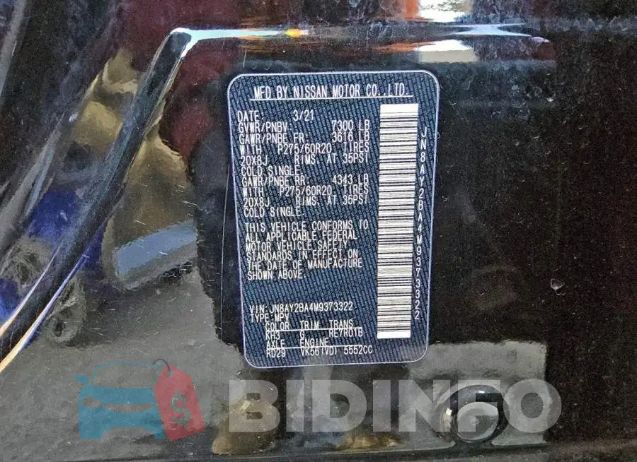 JN8AY2BA4M9373322 Photo# 13