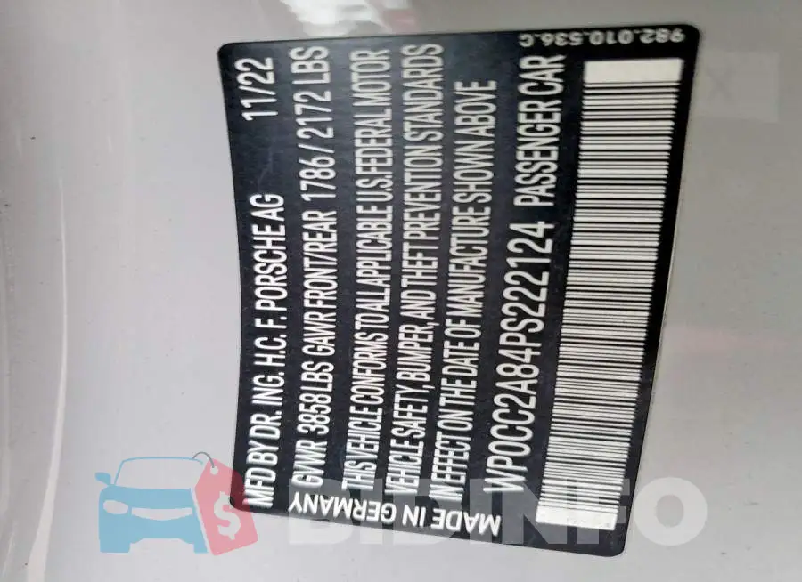 WP0CC2A84PS222124 Photo# 12