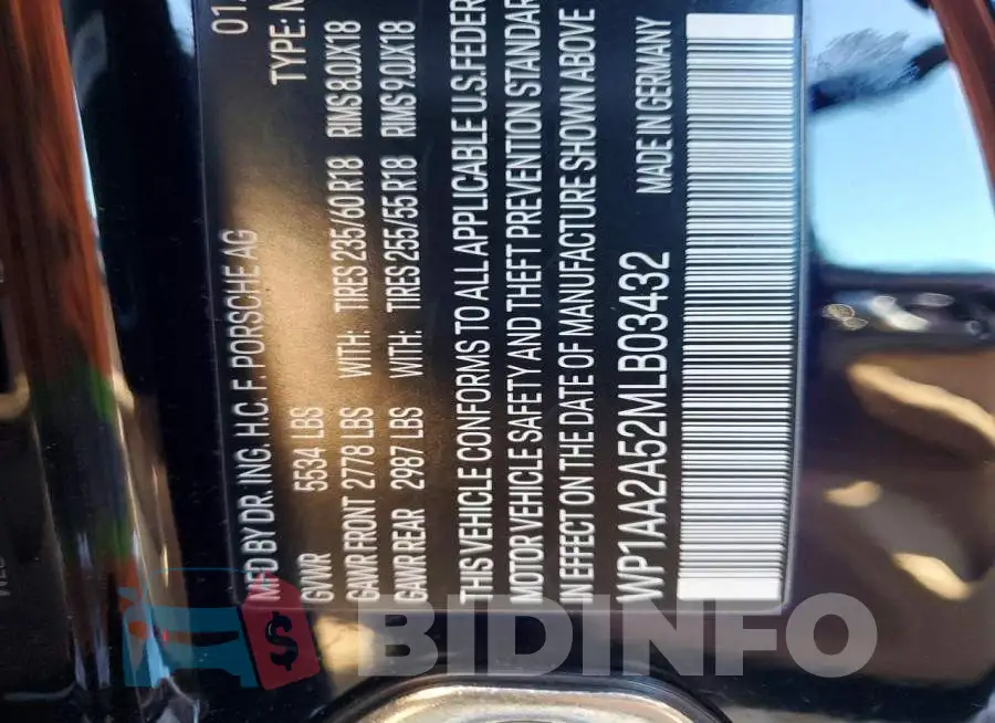 WP1AA2A52MLB03432 Photo# 14