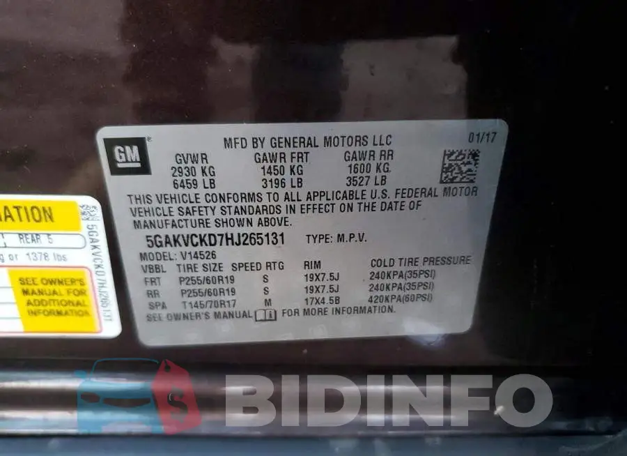 5GAKVCKD7HJ265131 Photo# 14