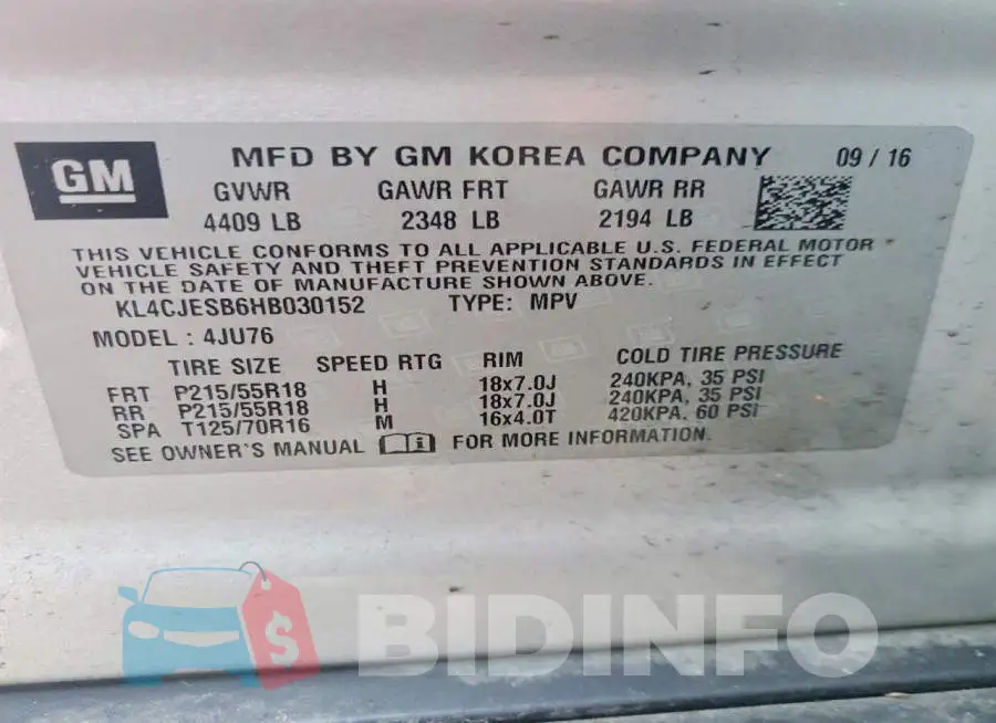 KL4CJESB6HB030152 Photo# 14