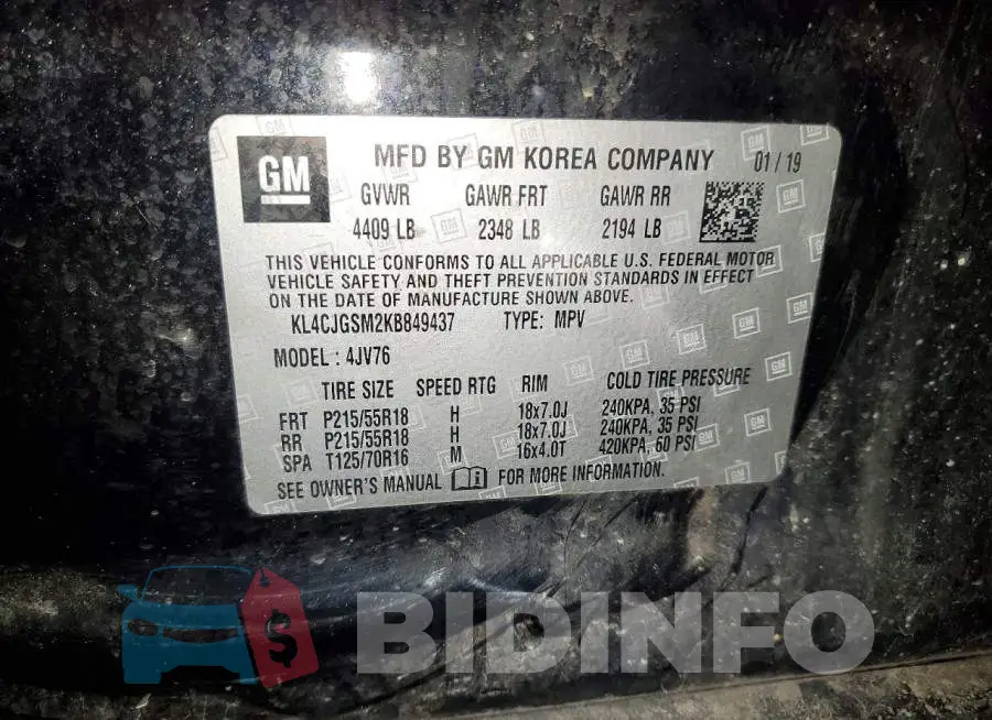 KL4CJGSM2KB849437 Photo# 13