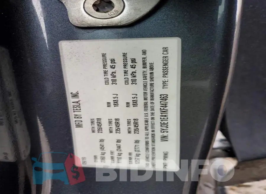 5YJ3E1EA1KF447463 Photo# 13