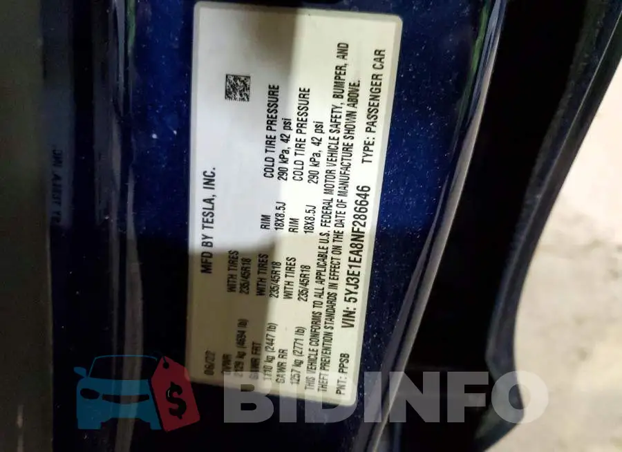 5YJ3E1EA8NF286646 Photo# 12