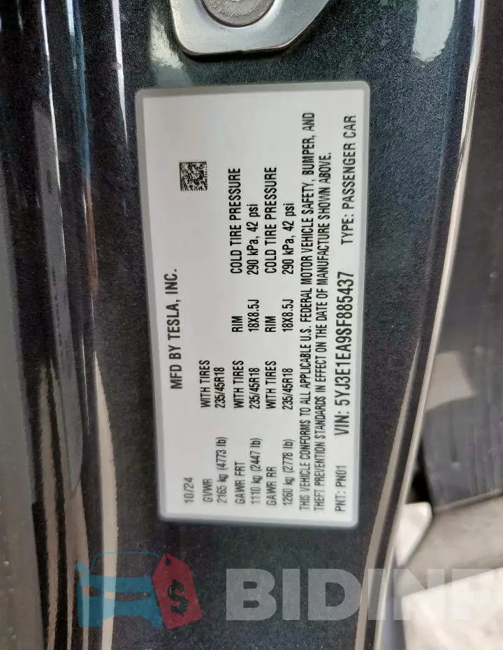 5YJ3E1EA9SF885437 Photo# 12