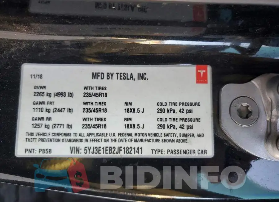5YJ3E1EB2JF182141 Photo# 12