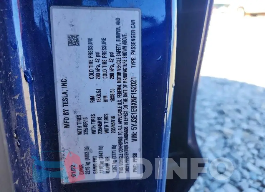 5YJ3E1EBXNF152021 Photo# 12