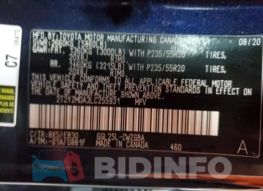 2T2YZMDA3LC255931 Photo# 14