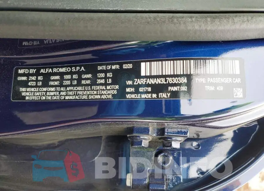 ZARFANAN3L7630384 Photo# 12