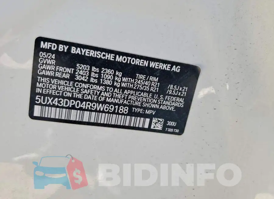 5UX43DP04R9W69188 Photo# 14