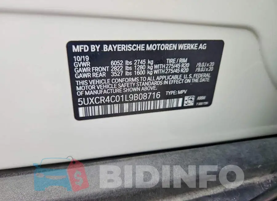 5UXCR4C01L9B08716 Photo# 13