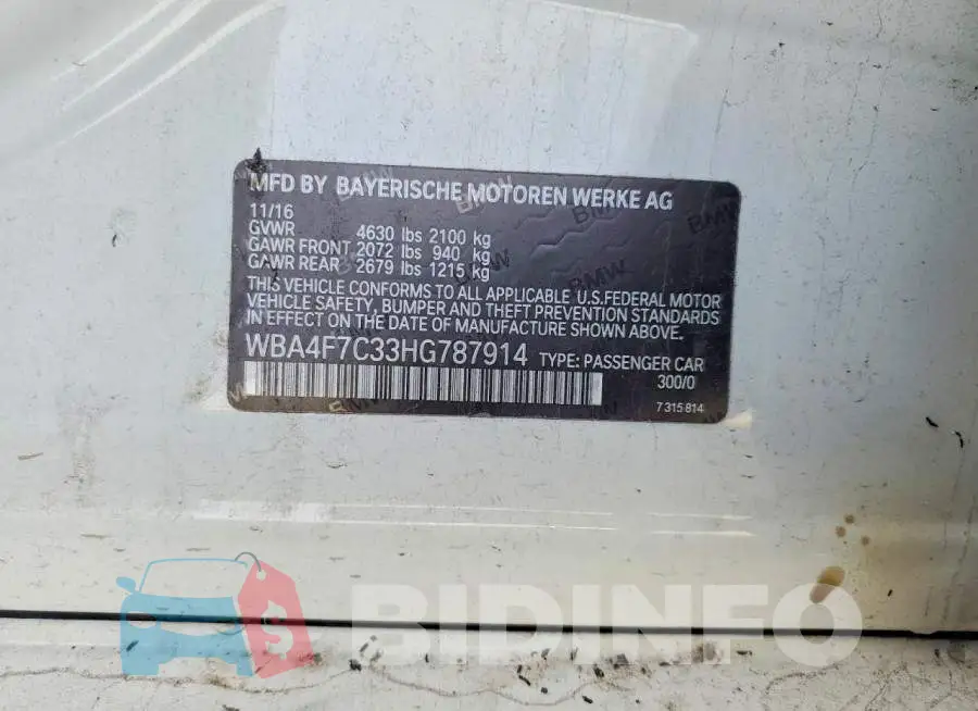 WBA4F7C33HG787914 Photo# 12