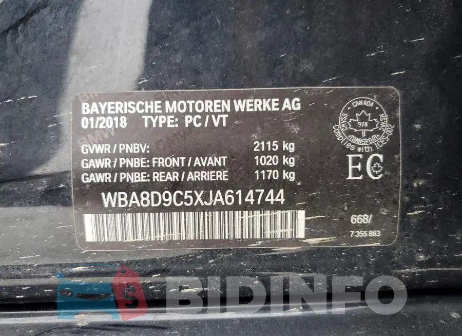 WBA8D9C5XJA614744 Photo# 13