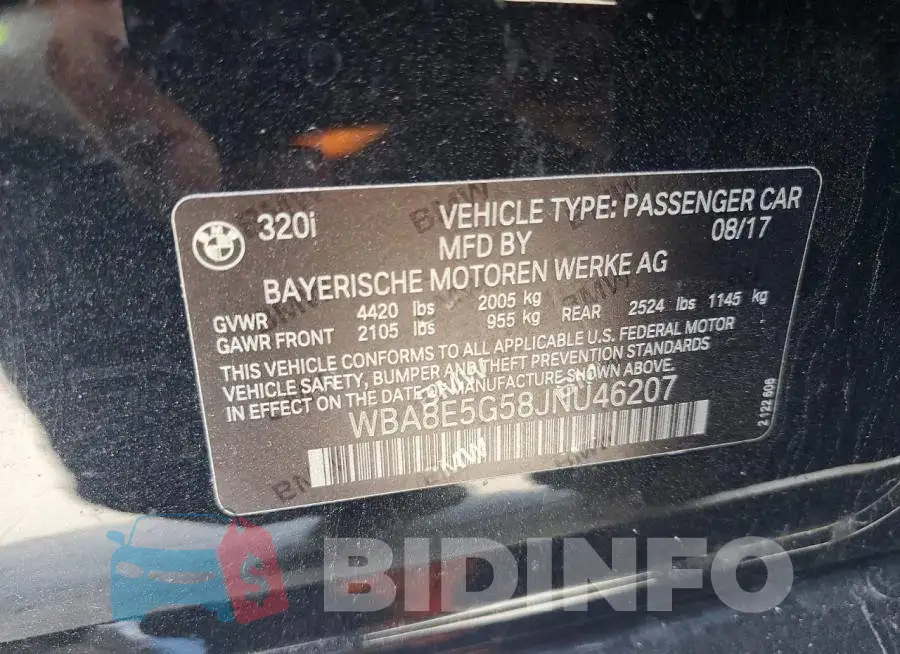 WBA8E5G58JNU46207 Photo# 12