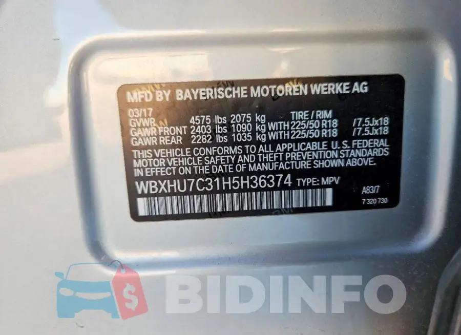 WBXHU7C31H5H36374 Photo# 14