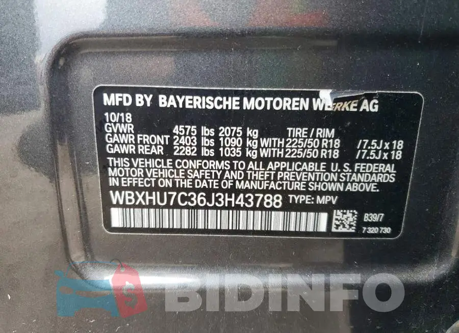 WBXHU7C36J3H43788 Photo# 13